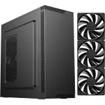 DIYPC DIY-S05-BK Black USB3.0 Steel ATX Mid Tower Computer Case, 3 x120mm Black Fan (2 x front, 1x Rear Pre-Installed)