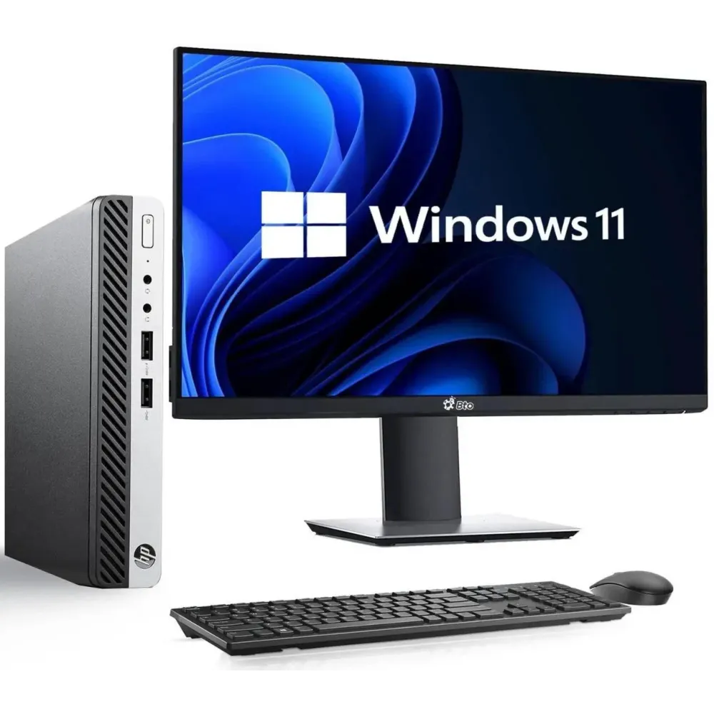 HP EliteDesk 705 G4 Desktop Computer PC AMD Ryzen 5 Pro 2400GE upto 3.8GHz, 16GB DDR4 Ram 512GB SSD 24" LED Wireless Keyboard & Mouse, Wi-Fi, Windows 11 Professional