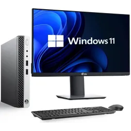 HP EliteDesk 705 G4 Desktop Computer PC AMD Ryzen 5 Pro 2400GE upto 3.8GHz, 16GB DDR4 Ram 512GB SSD 24" LED Wireless Keyboard & Mouse, Wi-Fi, Windows 11 Professional