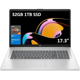 HP 17 Laptop (17.3" FHD Anti-Glare, AMD Ryzen 5 7430U, 32GB RAM, 1TB SSD, 6-Core (> i7-1165G7)), for Business, Enterprise, Students, Long Battery Life, Webcam, Fast Charge, Win 11 Pro w/AI Copilot