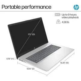 HP 17 Laptop (17.3" FHD Anti-Glare, AMD Ryzen 5 7430U, 32GB RAM, 1TB SSD, 6-Core (> i7-1165G7)), for Business, Enterprise, Students, Long Battery Life, Webcam, Fast Charge, Win 11 Pro w/AI Copilot