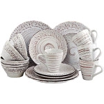 Elama Ocean Breeze 16-Piece Dinnerware Set, Cream