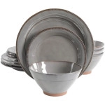 Gibson Elite 116889.12 Terranea 12-Piece Dinnerware Set, Grey