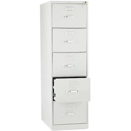 HON 315CPQ 310 Series Five-Drawer, Full-Suspension File, Legal, 26-1/2d, Light Gray