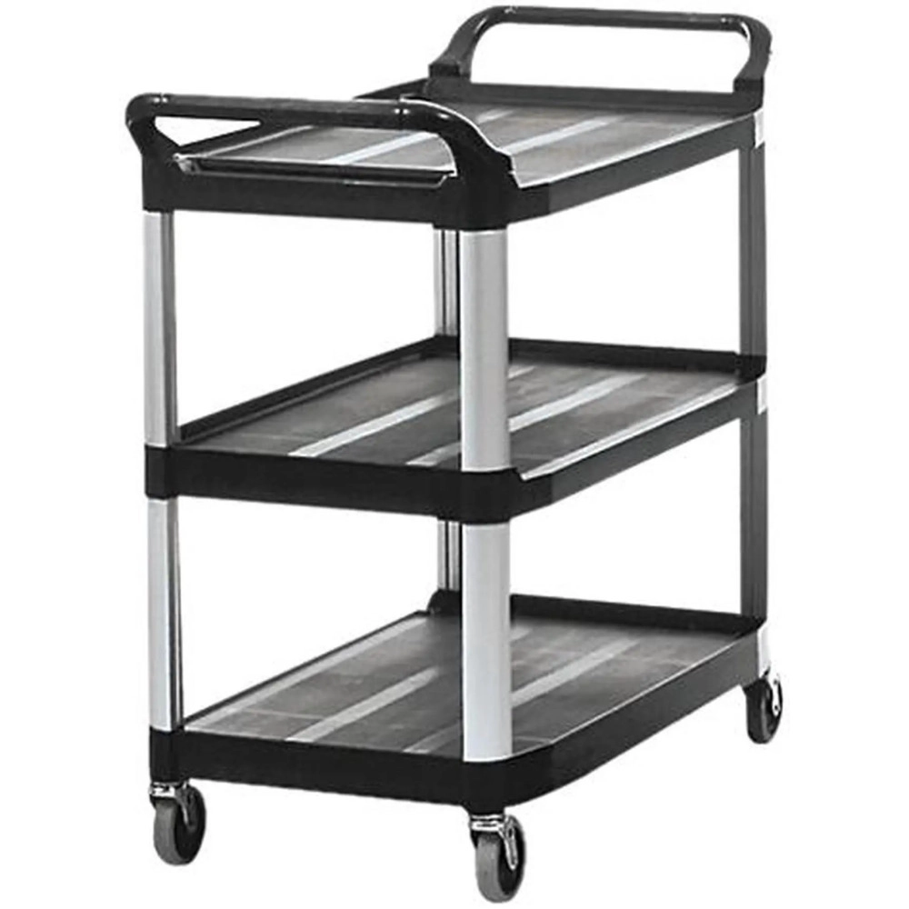 Rubbermaid Commercial 409100BLA Open Sided Utility Cart, 3-Shelf, 40-5/8w x 20d x 37-13/16h, Black