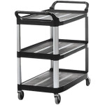 Rubbermaid Commercial 409100BLA Open Sided Utility Cart, 3-Shelf, 40-5/8w x 20d x 37-13/16h, Black