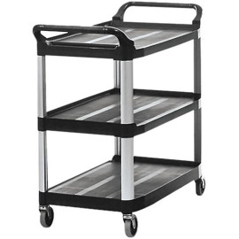 Rubbermaid Commercial 409100BLA Open Sided Utility Cart, 3-Shelf, 40-5/8w x 20d x 37-13/16h, Black