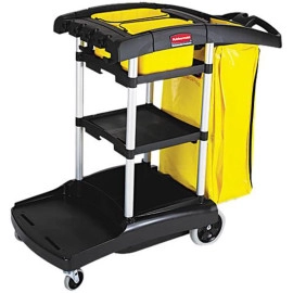 Rubbermaid Commercial 9T7200BK High Capacity Cleaning Cart, 21-3/4w x 49-3/4d x 38-3/8h, Black