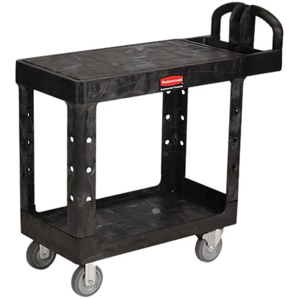 Rubbermaid Flat Shelf Utility Cart, 2-Shelf, 500lbs, 19 x 38 x 33-1/3, Black