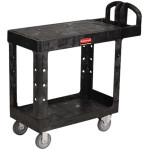Rubbermaid Flat Shelf Utility Cart, 2-Shelf, 500lbs, 19 x 38 x 33-1/3, Black