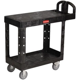 Rubbermaid Flat Shelf Utility Cart, 2-Shelf, 500lbs, 19 x 38 x 33-1/3, Black