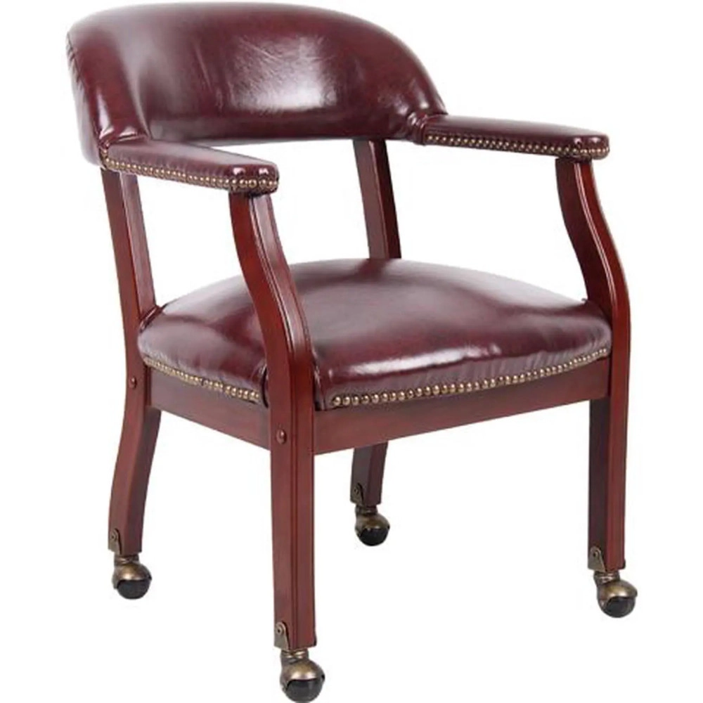 BOSS Burgundy Captains Chair W/ Casters