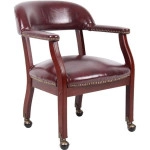 BOSS Burgundy Captains Chair W/ Casters