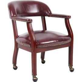 BOSS Burgundy Captains Chair W/ Casters