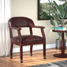 BOSS Burgundy Captains Chair W/ Casters