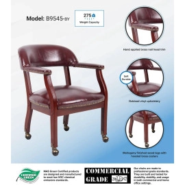 BOSS Burgundy Captains Chair W/ Casters
