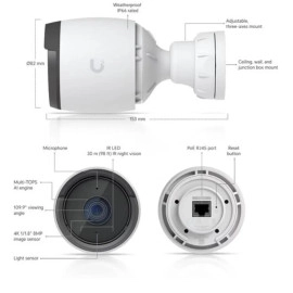 Ubiquiti Networks UniFi G6 4K UHD Outdoor Network Bullet Camera with Night Vision (White)