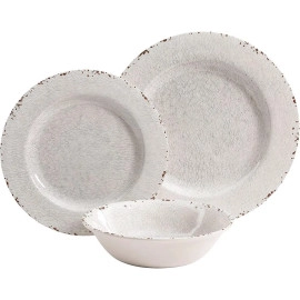 Gibson 114334.12 Muana Melamine Crackle 12 Piece Dinnerware Set Ice