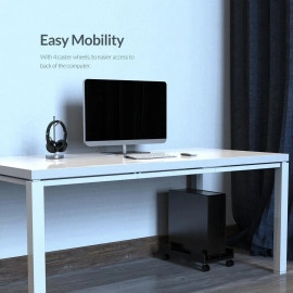 ORICO Computer Tower Stand, Mobile CPU Holder with 4 Caster Wheels Fits for Most Computer Tower, Gaming PC, Printer, Under Desk PC Holder (Black,17.71*9.25*1.57in)