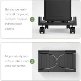 ORICO Computer Tower Stand, Mobile CPU Holder with 4 Caster Wheels Fits for Most Computer Tower, Gaming PC, Printer, Under Desk PC Holder (Black,17.71*9.25*1.57in)