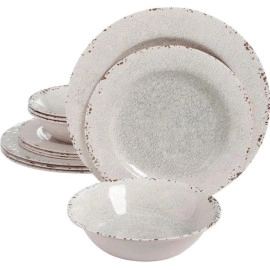 Gibson 114334.12 Muana Melamine Crackle 12 Piece Dinnerware Set Ice