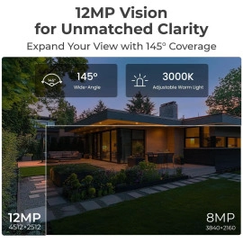 REOLINK RLC-1240A First 12MP Vandalproof PoE Security Camera,145° Wide Viewing Angle, Featuring Color Night Vision, Two-Way Audio, Smart Person/Vehicle/Animal Detection, IP67 Weatherproof