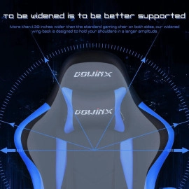 Dowinx Ergonomic Gaming Chair with Massage Lumbar Support, High Back Office Computer Chair with Footrest, Racing Style Recliner PU Leather Gamer Chairs, Blue