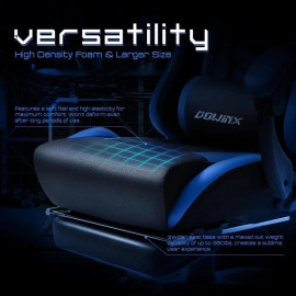 Dowinx Ergonomic Gaming Chair with Massage Lumbar Support, High Back Office Computer Chair with Footrest, Racing Style Recliner PU Leather Gamer Chairs, Blue