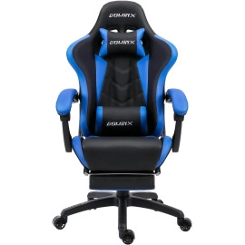 Dowinx Ergonomic Gaming Chair with Massage Lumbar Support, High Back Office Computer Chair with Footrest, Racing Style Recliner PU Leather Gamer Chairs, Blue