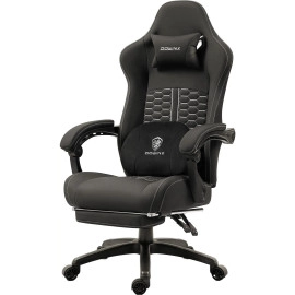 Dowinx Gaming Chair with Heated Massage Lumbar Support, Ergonomic Gaming Computer Chair with Pocket Spring Cushion and Footrest, High Back Recliner PC Chair for Adult, 330lbs, Black