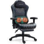 Dowinx Gaming Chair with Heated Massage Lumbar Support,Ergonomic Computer Chair with Pocket Spring Cushion,Reclining Game Chair,Adjustable Armrests and Footrest,LS-6650D01,Black-White