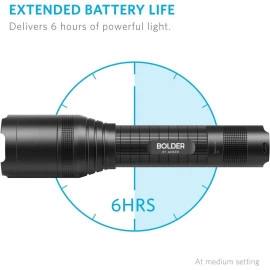 Rechargeable Bolder LC90 LED Flashlight Pocket-Sized Torch with Super Bright 900 Lumens CREE LED IPX5 Water-Resistant Zoomable 5 Light Modes