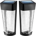 Landia Home Solar Wall Light - Decorative Crackle Glass Shade LED Outdoor Wall Mounted Lights, 2-Pack