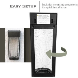 Landia Home Solar Wall Light - Decorative Crackle Glass Shade LED Outdoor Wall Mounted Lights, 2-Pack