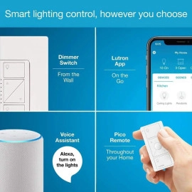 Caseta Smart Lighting Kit w/ Hub, 2 Original Dimmer Switches, 2 Pico Remotes, & More, for LED Bulbs, Works w/ Alexa, Homekit, Google Home, 150W Single-Pole/3-Way, P-BDG-PKG2W-A