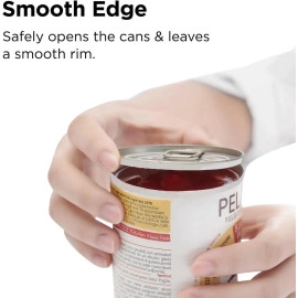 Kitchen Mama Electric Can Opener 2.0: Upgraded Blade Opens Any Can Shape - No Sharp Edge, Food-Safe, Handy with Lid Lift, Battery Operated Handheld Can Opener (Red V2)