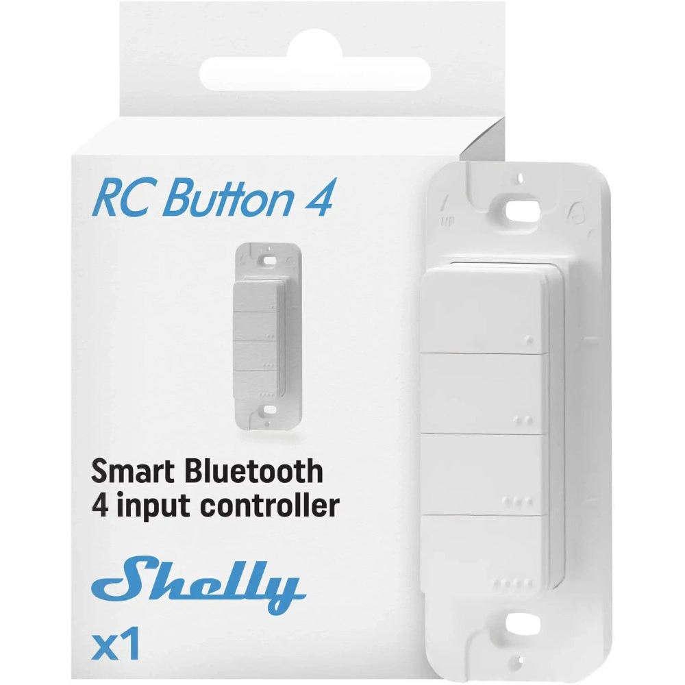 Shelly BLU RC Button 4 | Smart four-button Bluetooth remote control interface | Scenes Activation | Magnetic Holder | Easy Control | Google Home & Alexa Compatibility | Home Automation
