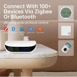 VEXA Zigbee Hub for TUYA Smart Products Only, Smart Home Zigbee Bridge with Device Counter, Supports Zibgee & Bluetooth Sub-Device, Compatible with Alexa and Google Home, 2.4GHz WiFi Required