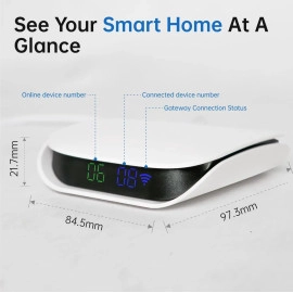 VEXA Zigbee Hub for TUYA Smart Products Only, Smart Home Zigbee Bridge with Device Counter, Supports Zibgee & Bluetooth Sub-Device, Compatible with Alexa and Google Home, 2.4GHz WiFi Required