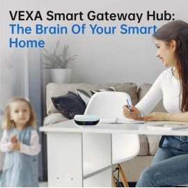 VEXA Zigbee Hub for TUYA Smart Products Only, Smart Home Zigbee Bridge with Device Counter, Supports Zibgee & Bluetooth Sub-Device, Compatible with Alexa and Google Home, 2.4GHz WiFi Required