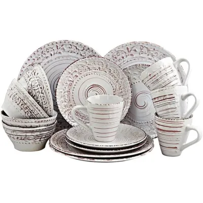 Elama Ocean Breeze 16-Piece Dinnerware Set, Cream
