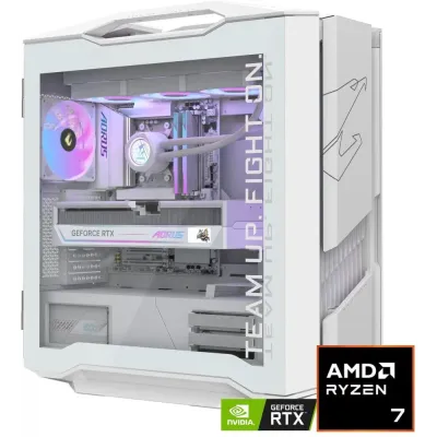 GIGABYTE AORUS SUPREME 5 ICE Gaming Desktop PC, AMD Ryzen 7 9800X3D, AORUS RTX 5090, 64GB DDR5 RAM, 2TB Gen5 NVMe SSD, Windows 11 Home, White