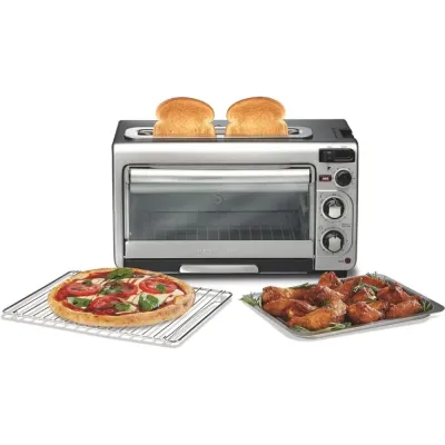 Hamilton Beach 2-in-1 Countertop Toaster Oven and Long Slot 2 Slice Toaster, 60 Minute Timer and Automatic Shut Off, Shade Selector, Stainless Steel