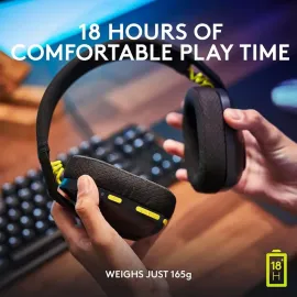 Logitech G435 LIGHTSPEED and Bluetooth Wireless Gaming Headset - Lightweight over-ear headphones, built-in mics, 18h battery, compatible with Dolby Atmos, PC, PS4, PS5, Nintendo Switch, Mobile - Black
