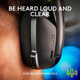 Logitech G435 LIGHTSPEED and Bluetooth Wireless Gaming Headset - Lightweight over-ear headphones, built-in mics, 18h battery, compatible with Dolby Atmos, PC, PS4, PS5, Nintendo Switch, Mobile - Black