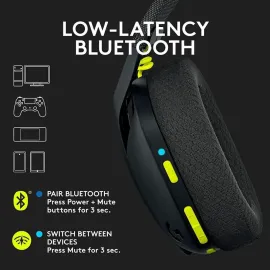Logitech G435 LIGHTSPEED and Bluetooth Wireless Gaming Headset - Lightweight over-ear headphones, built-in mics, 18h battery, compatible with Dolby Atmos, PC, PS4, PS5, Nintendo Switch, Mobile - Black