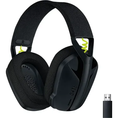 Logitech G435 LIGHTSPEED and Bluetooth Wireless Gaming Headset - Lightweight over-ear headphones, built-in mics, 18h battery, compatible with Dolby Atmos, PC, PS4, PS5, Nintendo Switch, Mobile - Black