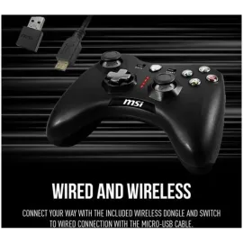 MSI Force GC30V2 Wireless Gaming Controller, Dual Vibration Motors, Dual Connection Modes, Interchangeable D-Pads, Compatible with PC & Android
