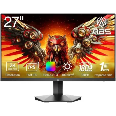 ABS Gaming Monitor 27" 180Hz Fast IPS QHD (2560x1440) 1ms VESA DisplayHDR 400, FreeSync,DCI-P3 95%