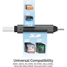 SABRENT USB 3.0 and USB Type-C OTG Card Reader Supports SD, SDHC, SDXC, MMC/MicroSD, T-Flash